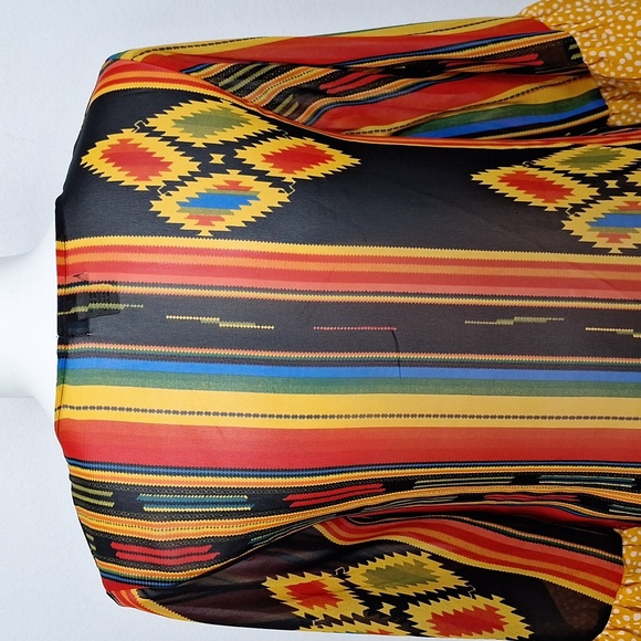 Multicolor Striped Bohemian Boho Hippie Bell Sleeve Kimono Duster Size L/XL - Picture 8 of 13